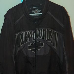 Authentic Harley Davidson Men's Grey & Black Jacket Logo Front & Back 2XL LNWOT